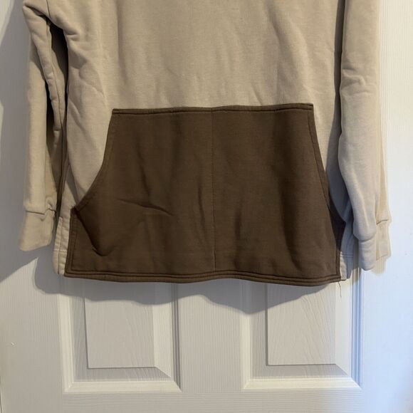 Pangaia Tan Hoodie Beige Chocolate Brown Sweatshirt Color Block Small Loungewear - Picture 3 of 11